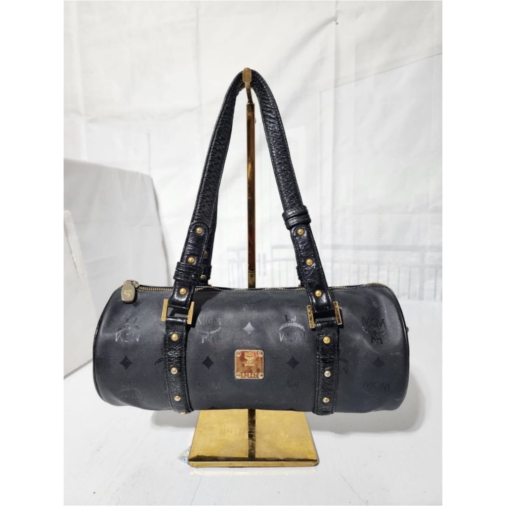 Authentic MCM Vintage Visetos Essential Barrel Bag Black